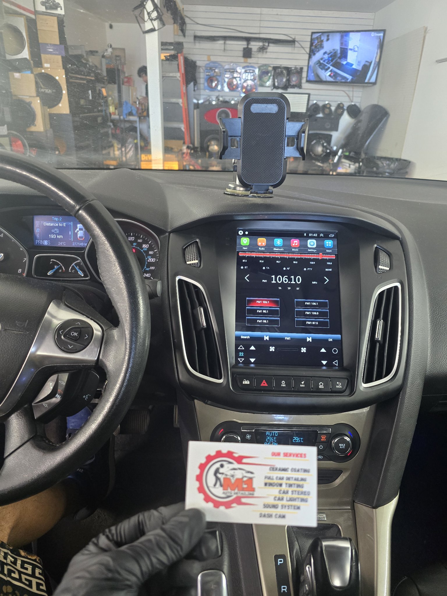 2012 Ford Focus dashboard with a new touchscreen head unit