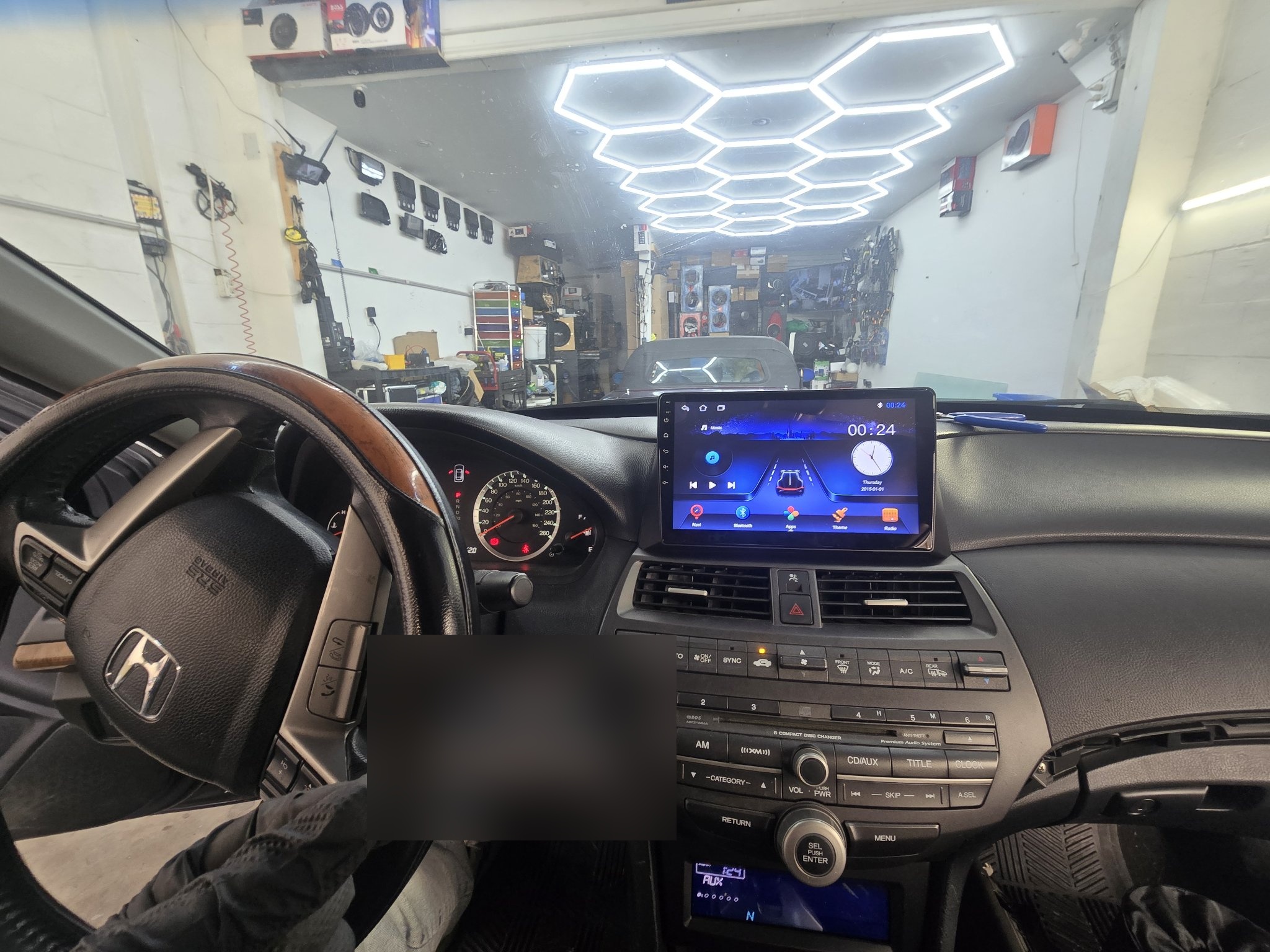 2008 Honda Accord dashboard with a new touchscreen head unit