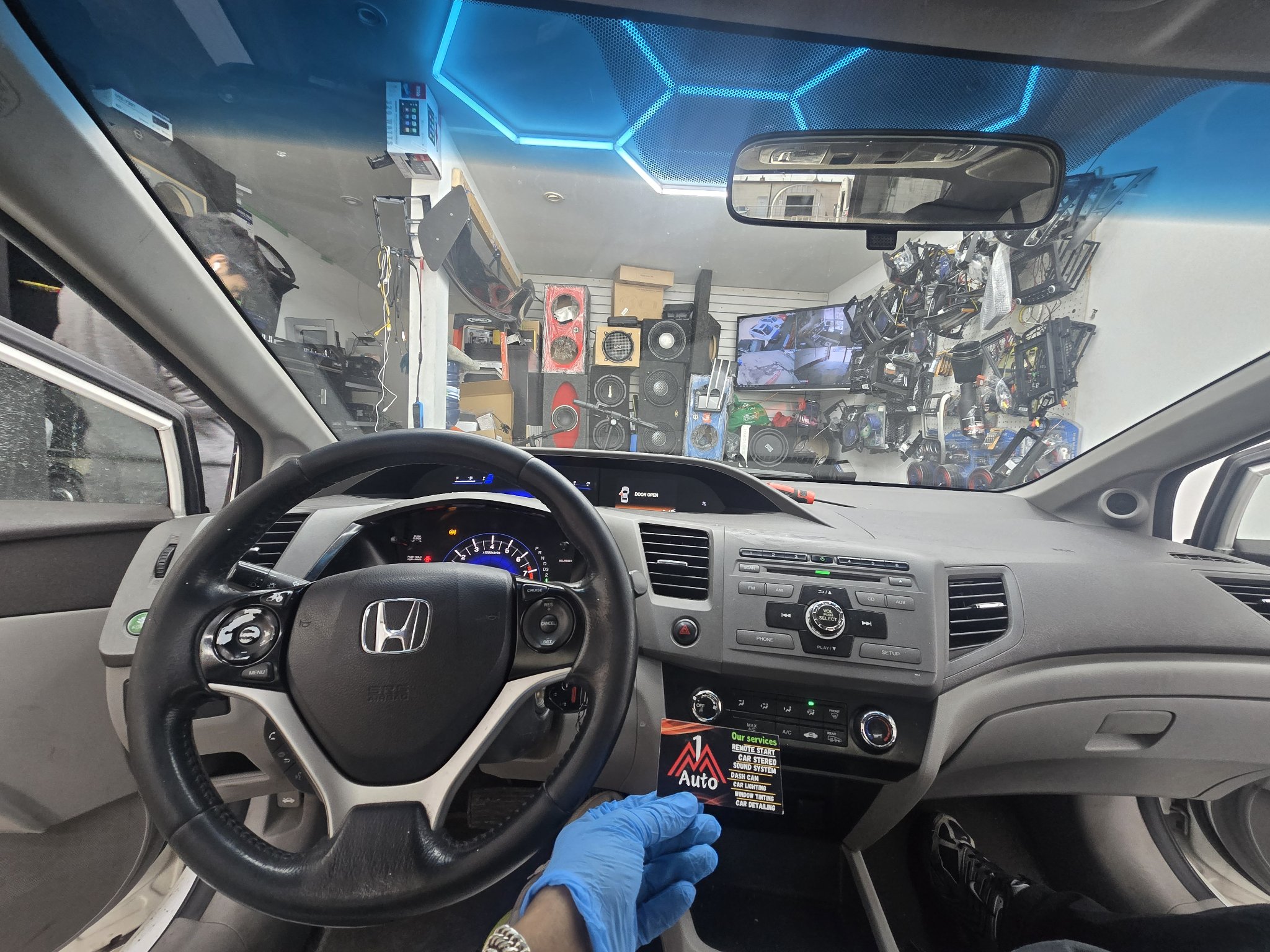 2012 Honda Civic dashboard with the original stock radio