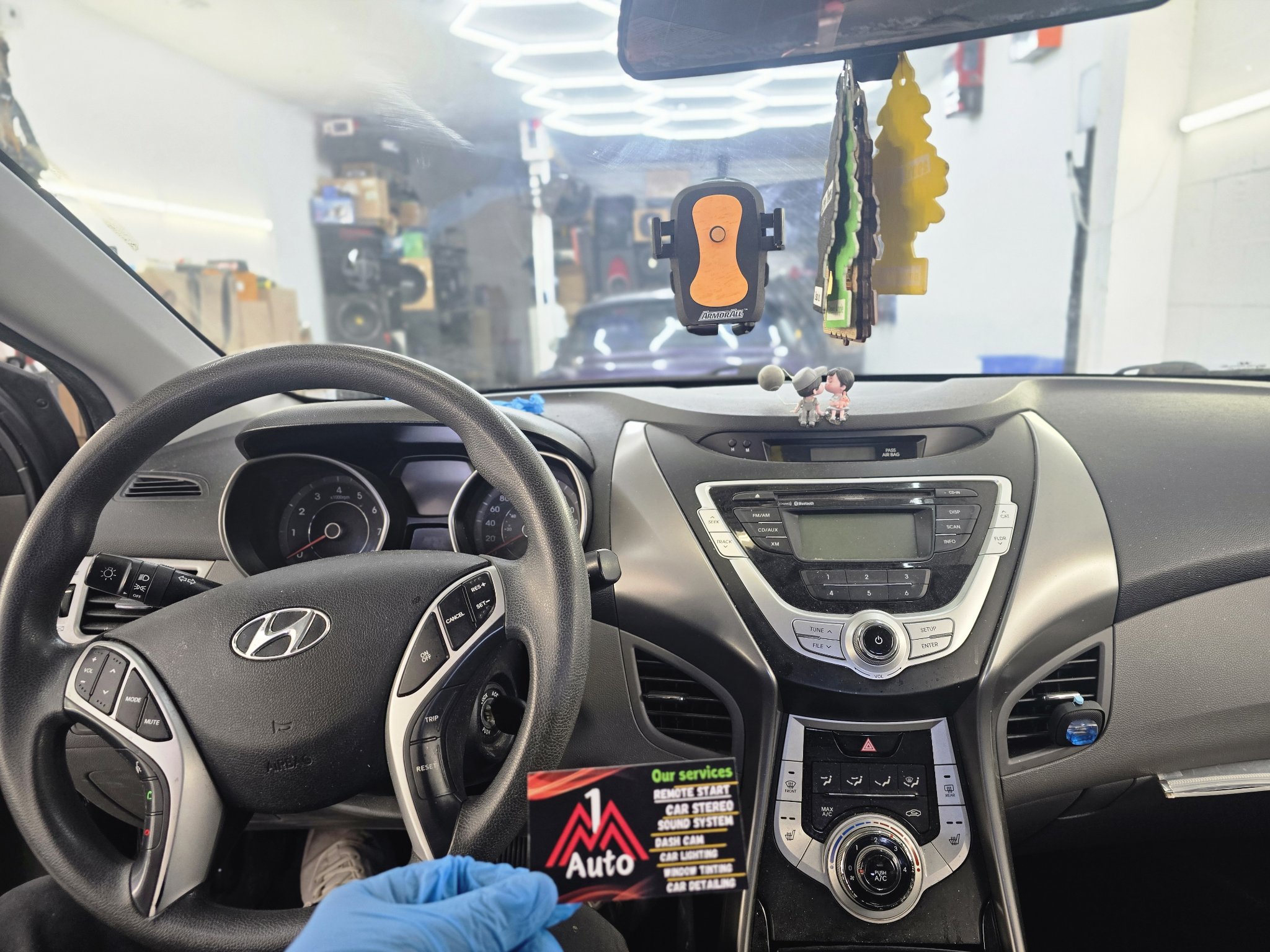 2013 Hyundai Elantra dashboard with the original stock radio
