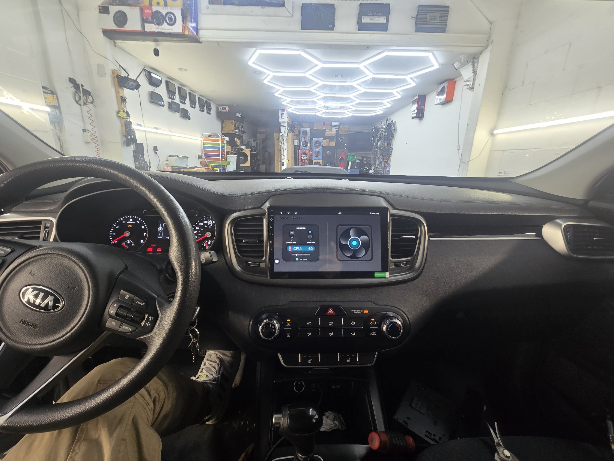 2017 Kia Sorento LX dashboard with a new touchscreen head unit