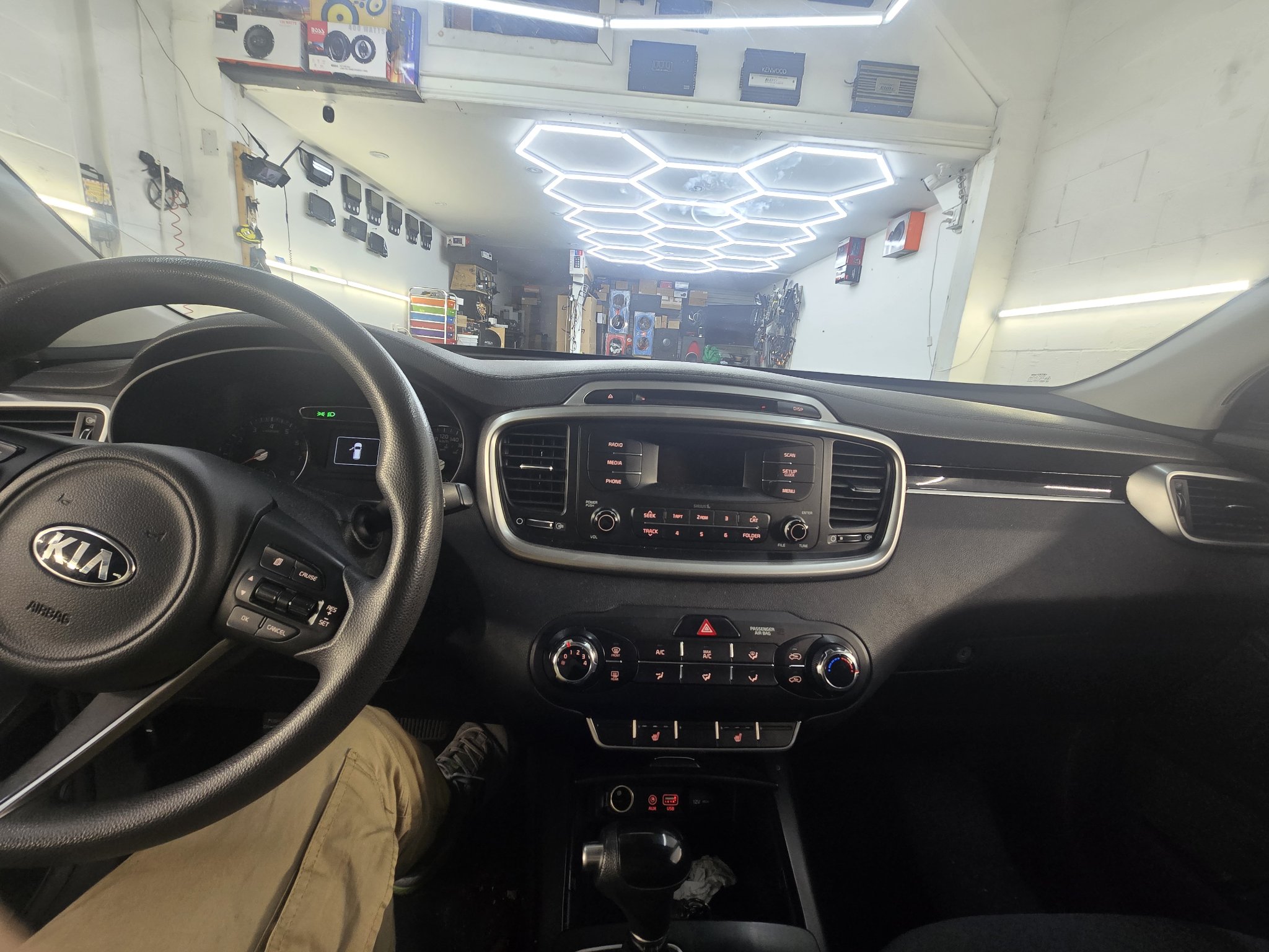 2017 Kia Sorento LX dashboard with the original stock radio