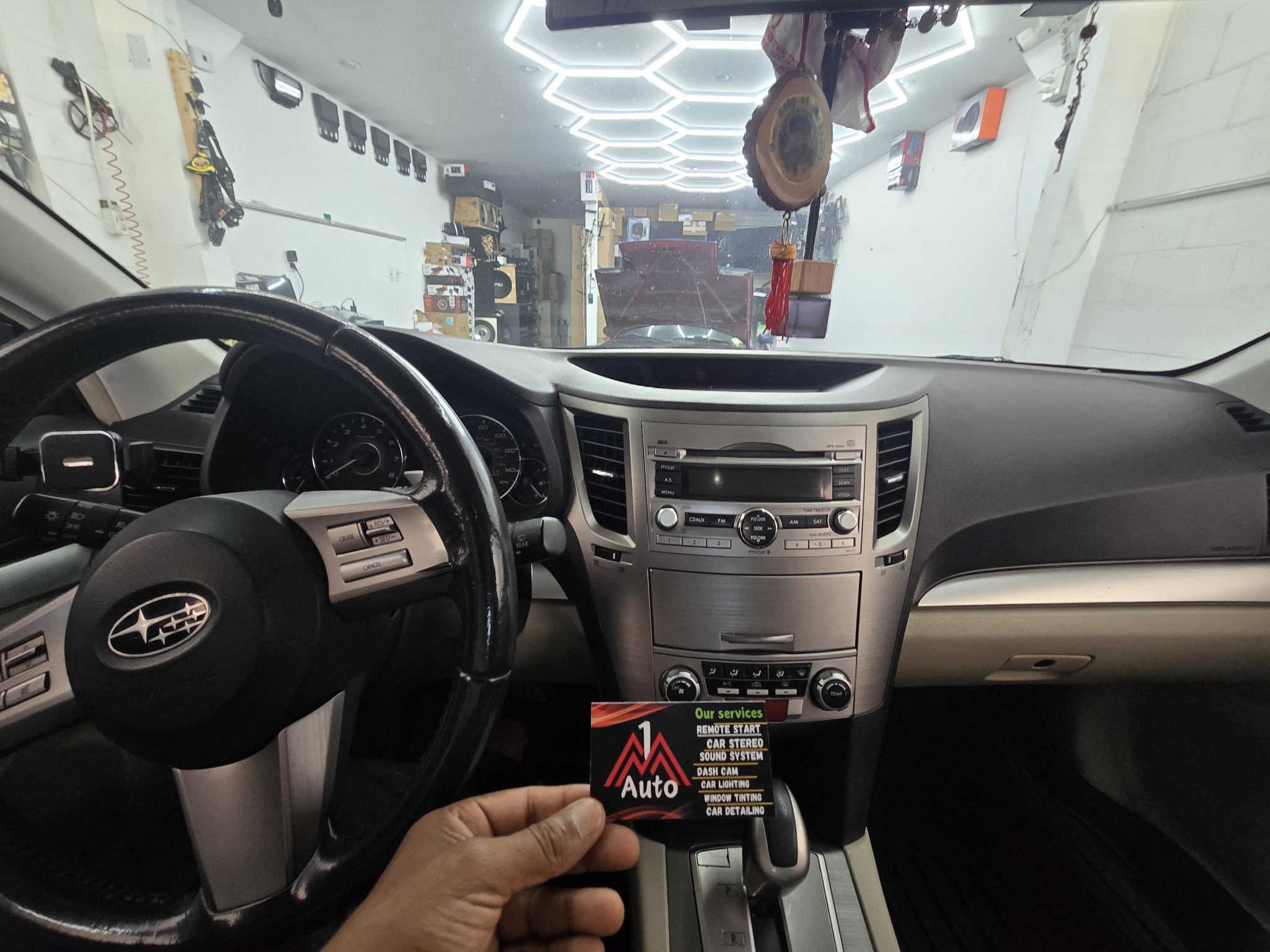 2012 Subaru Outback dashboard with the original stock radio