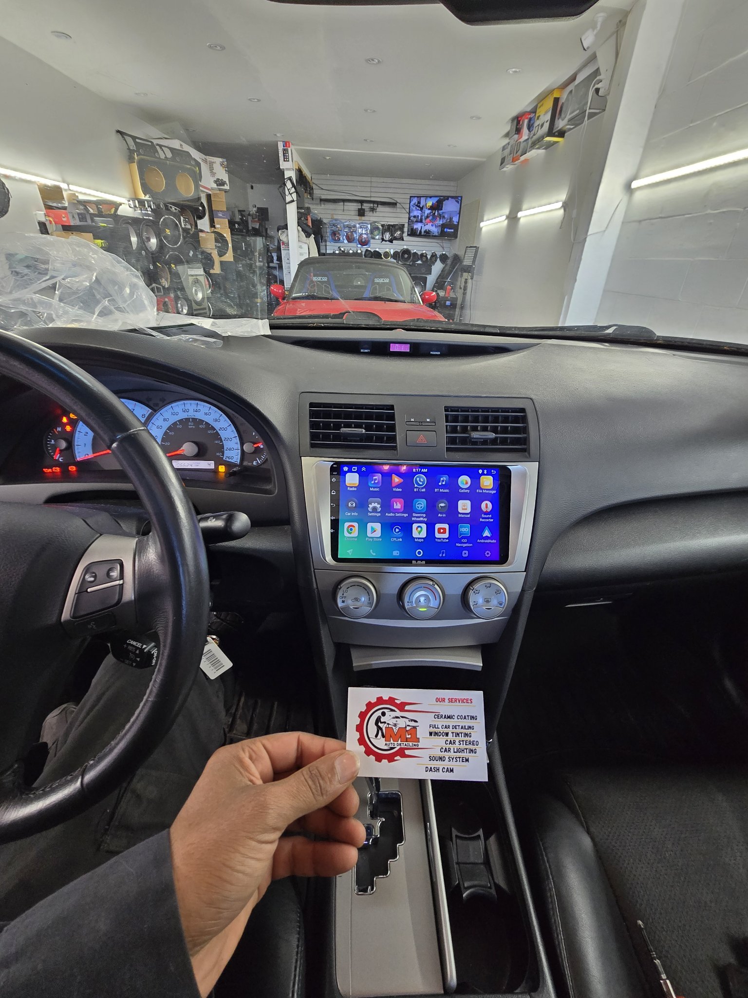 2010 Toyota Camry dashboard with a new touchscreen head unit
