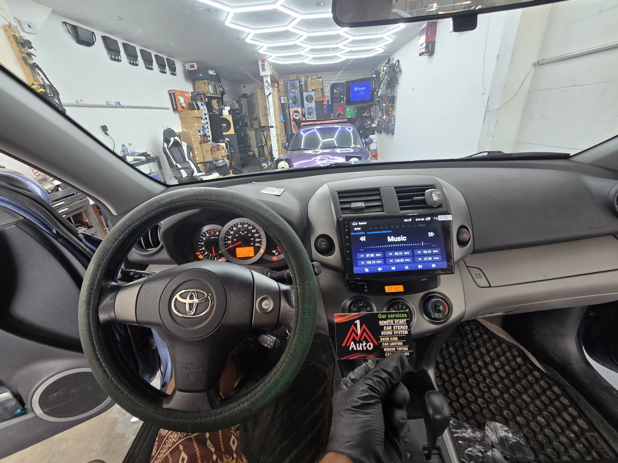 2011 Toyota RAV4 dashboard with a new touchscreen head unit