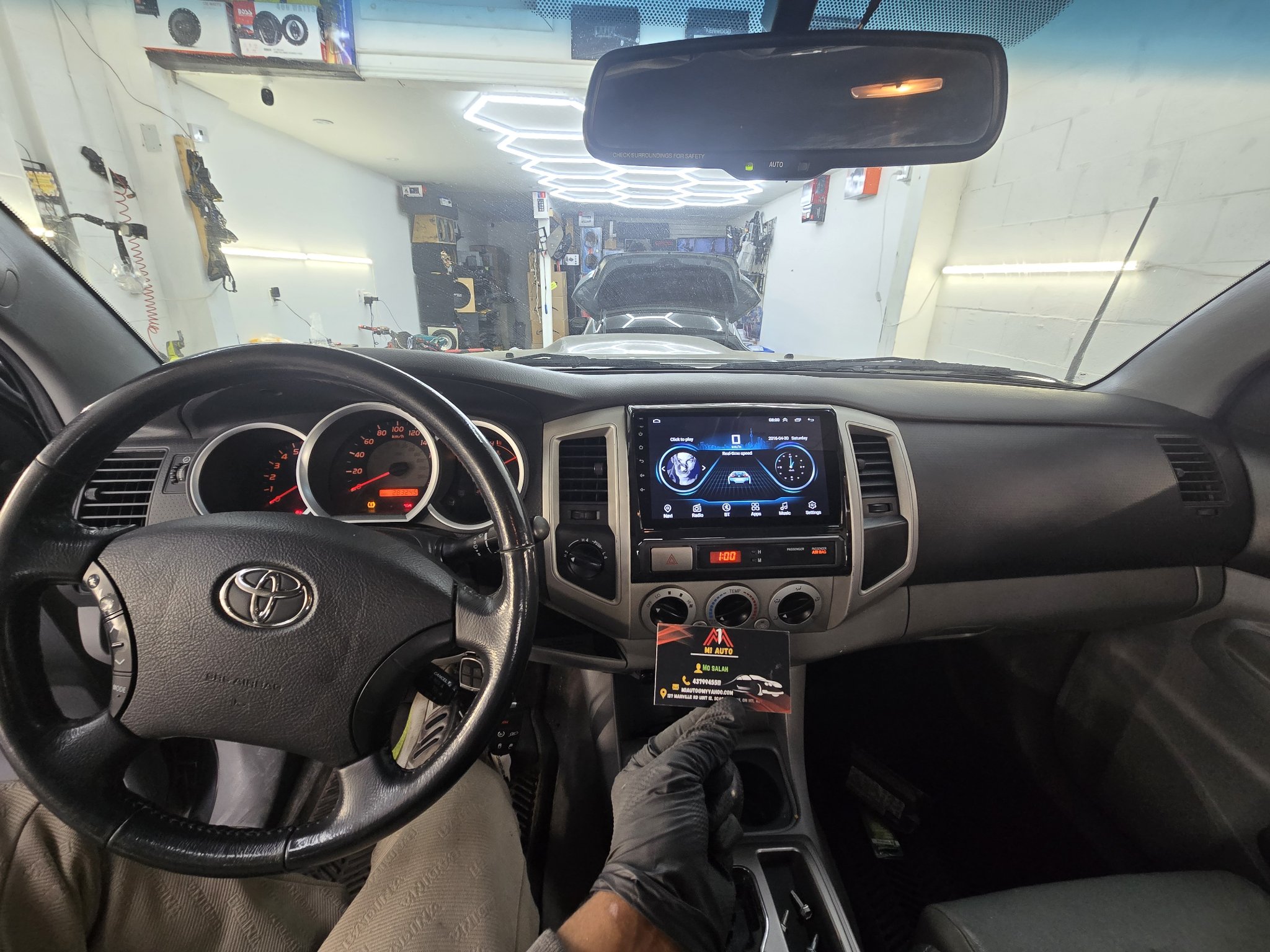 2013 Toyota Tacoma dashboard with a new touchscreen head unit